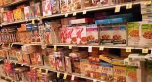 Range of breakfast cereals in Los Angeles store